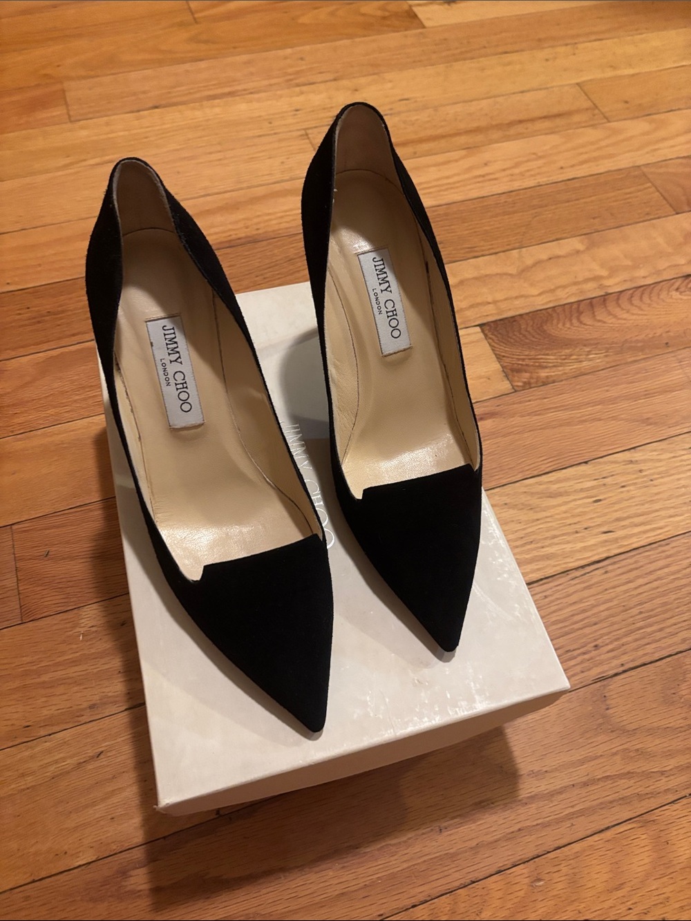 Jimmy Choo Black Suede Pointed-Toe Pumps